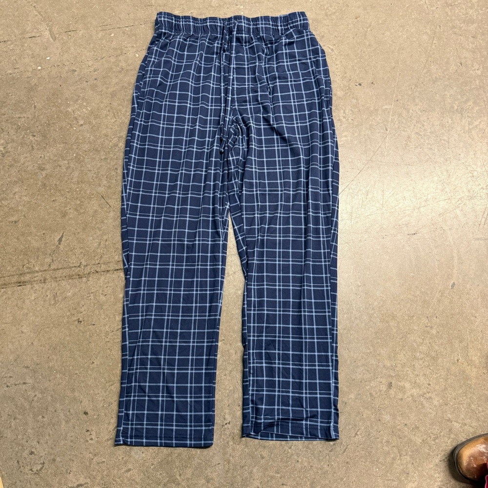 Van Heusen Mens Blue Plaid Pajama Pants Sleepwear Lounge Bottoms Size Medium